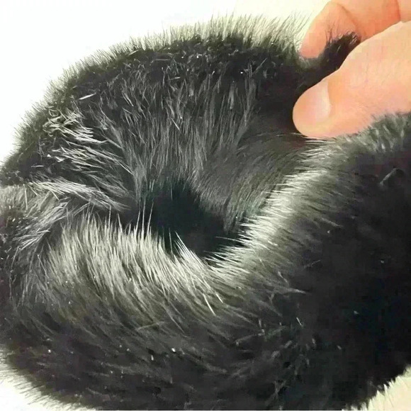 VERO CUIOIO BLACK LEATHER  FUR HEELS OVAL TOE PLATFORM BOOTS SIZE 38 - Picture 7 of 16